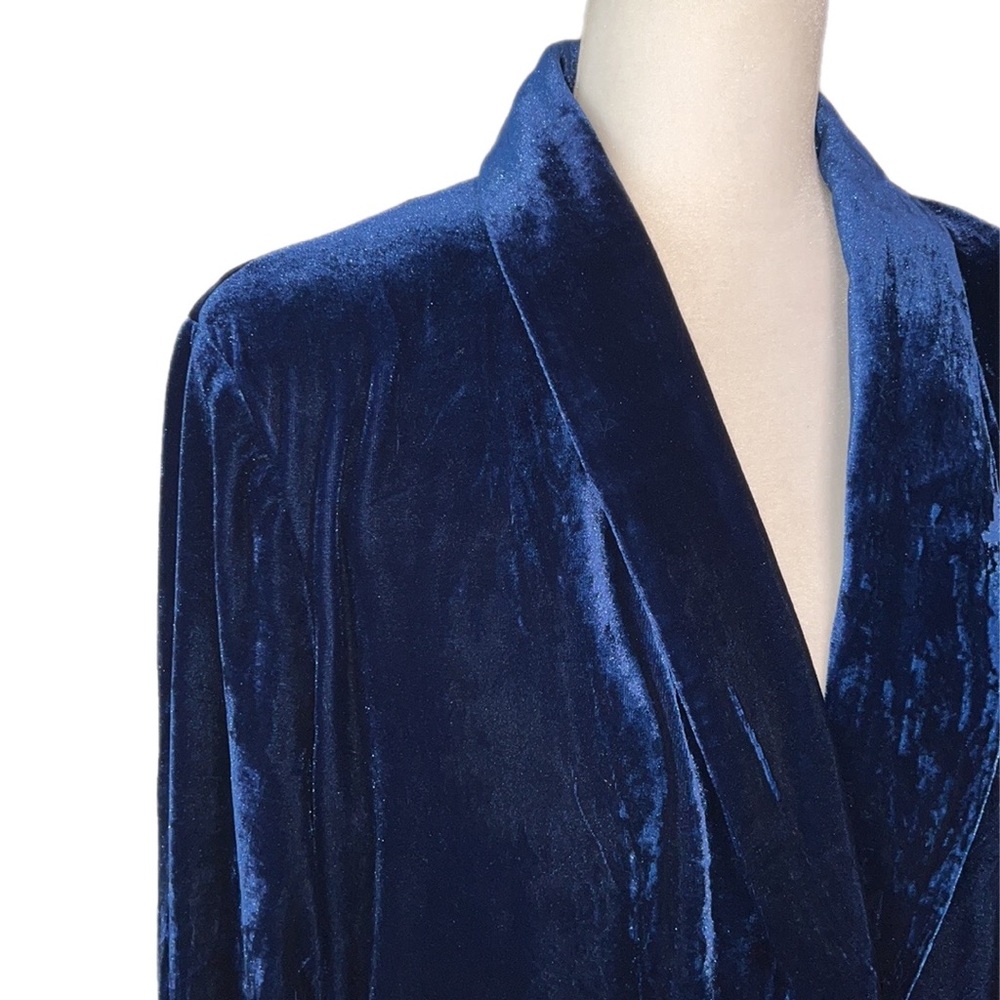 NWOT VINTAGE HAVANA One Button Oversized Velvet Blazer Midnight Blue L - Picture 3 of 11